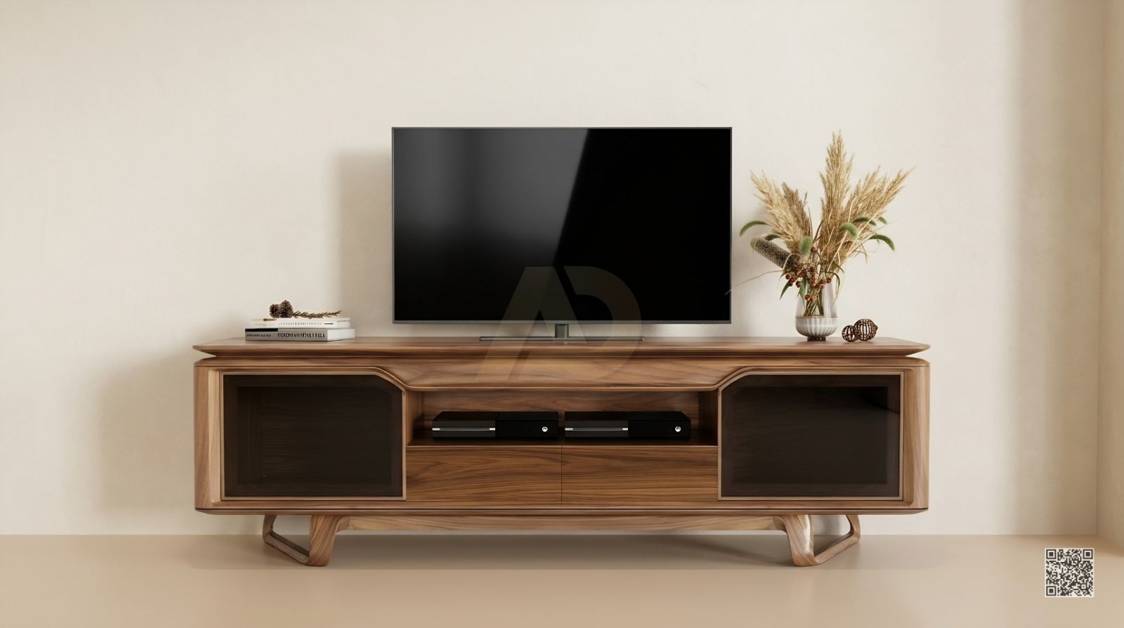 KỆ TIVI GỖ ÓC CHÓ CÁNH KÍNH SANG - BB61