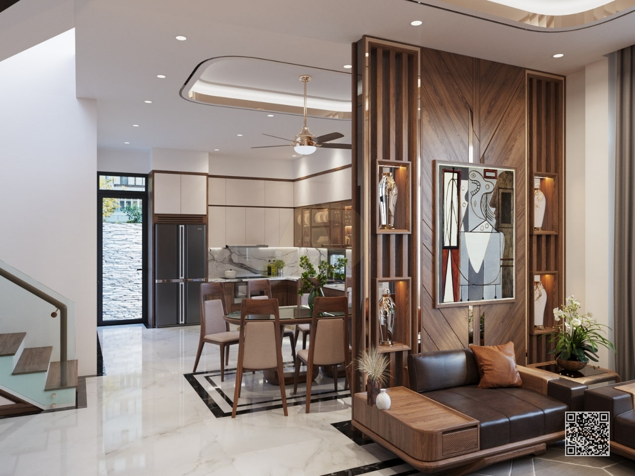 VÁCH NGĂN TINH TẾ GỖ ÓC CHÓ - NN07