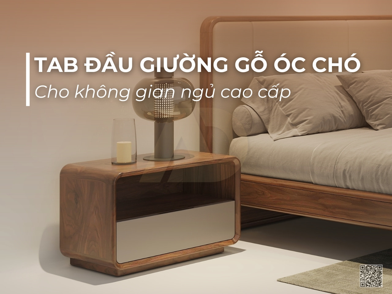 MẪU TAB ĐẦU GIƯỜNG GỖ ÓC CHÓ ĐẸP CHO KHÔNG GIAN NGỦ CAO CẤP
