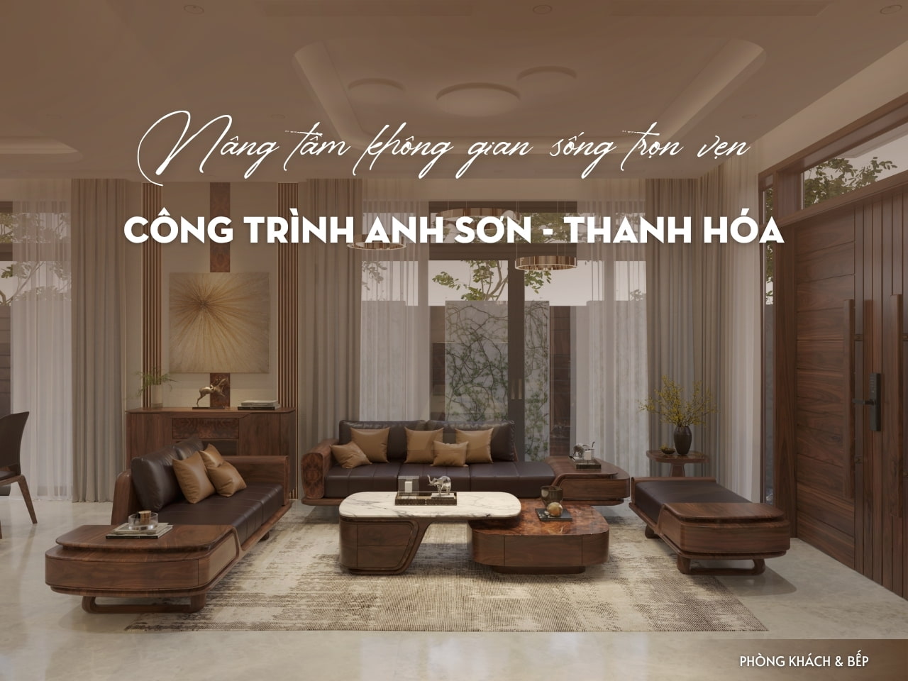NỘI THẤT PHÒNG KHÁCH NHÀ ANH SƠN THANH HÓA – PHƯƠNG ÁN 1
