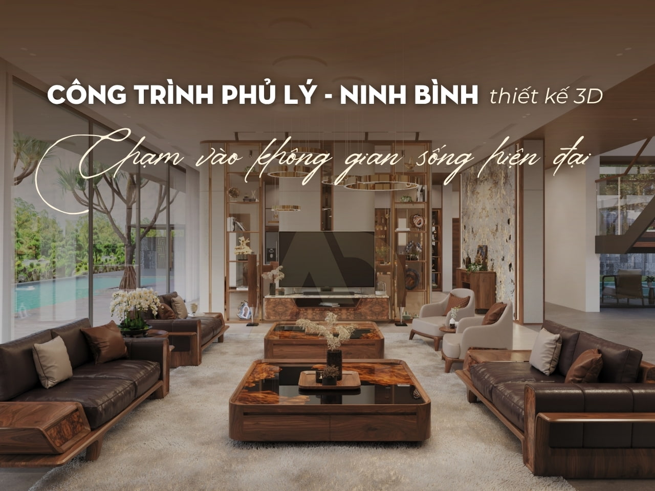 PHÒNG KHÁCH GỖ ÓC CHÓ NHÀ CHỊ HẰNG - PHỦ LÝ