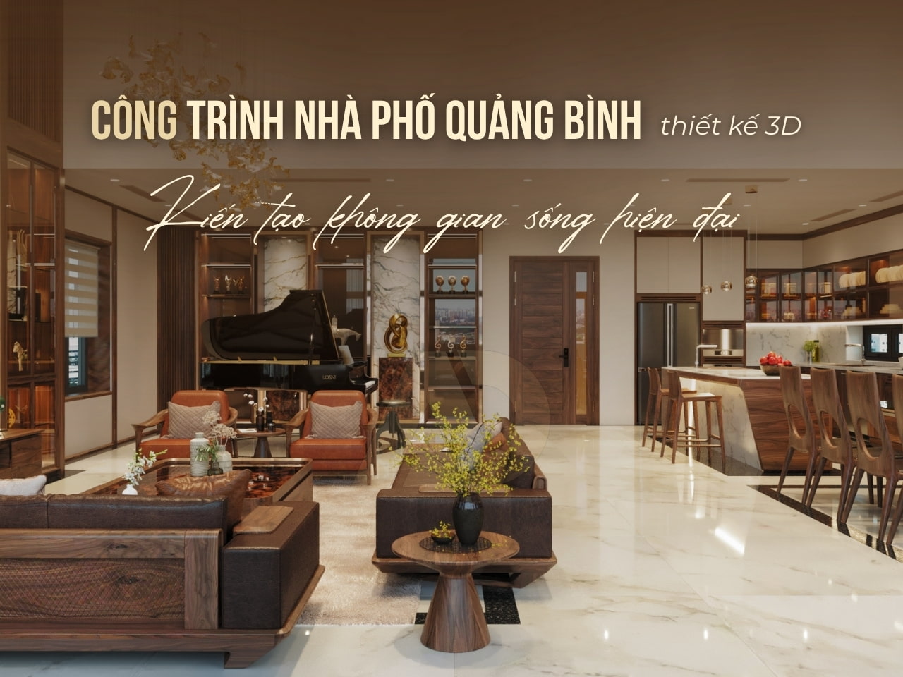 THIẾT KẾ PHÒNG KHÁCH GỖ ÓC CHÓ NHÀ ANH CƯỜNG - MẶT PHỐ QUẢNG BÌNH