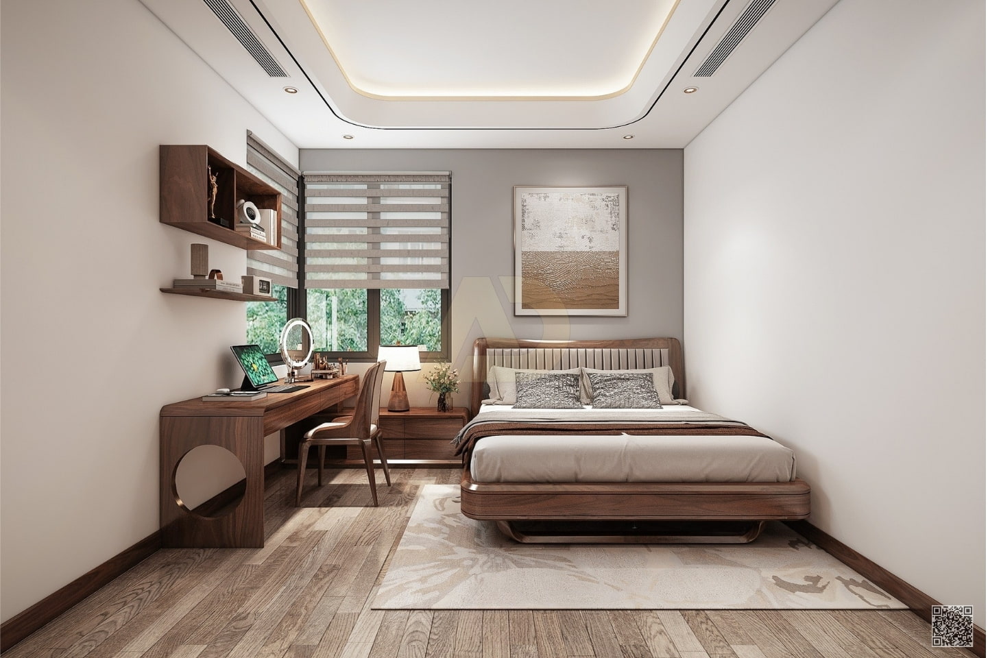 NỘI THẤT PHÒNG NGỦ GỖ ÓC CHÓ HIỆN ĐẠI
