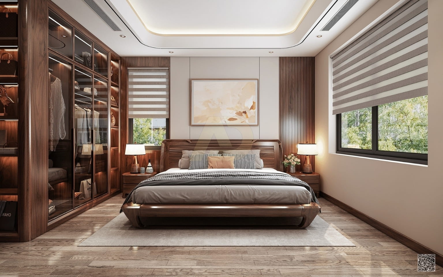PHÒNG NGỦ GỖ ÓC CHÓ ĐẸP NÂNG TẦM KHÔNG GIAN SỐNG