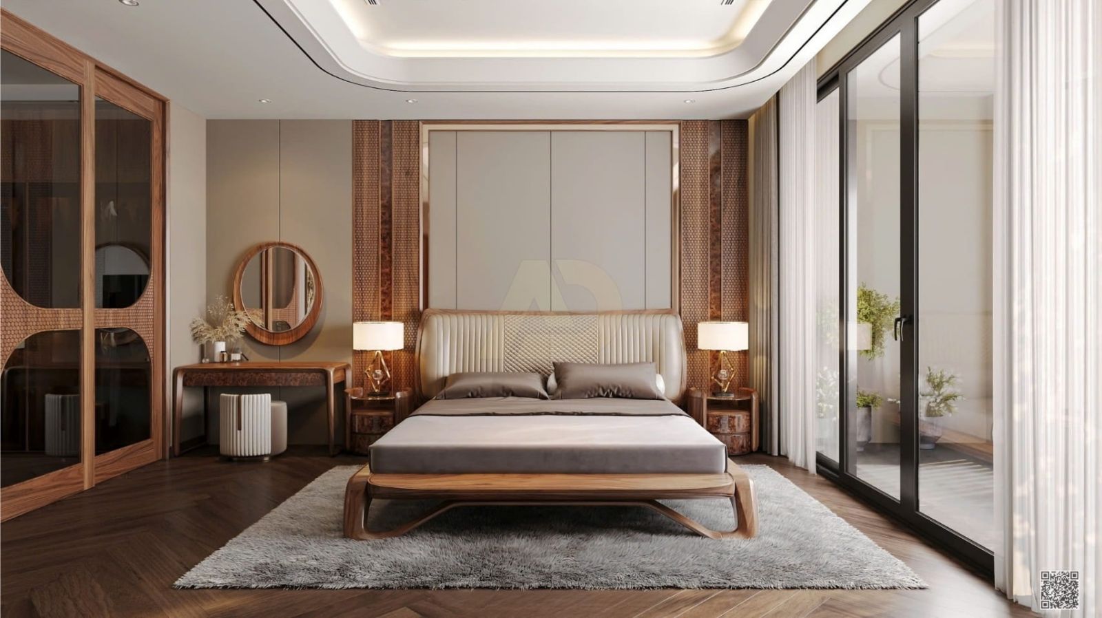 PHÒNG NGỦ GỖ ÓC CHÓ MANG ĐẾN CẢM GIÁC NGHỈ DƯỠNG ĐẲNG CẤP