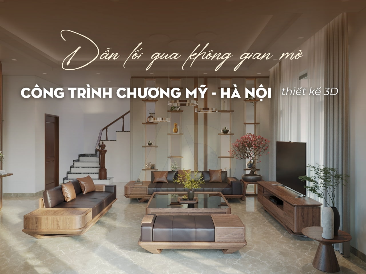 THIẾT KẾ NỘI THẤT GỖ ÓC CHÓ NHÀ ANH ĐẠT - NHÀ Ở CHƯƠNG MỸ, HÀ NỘI