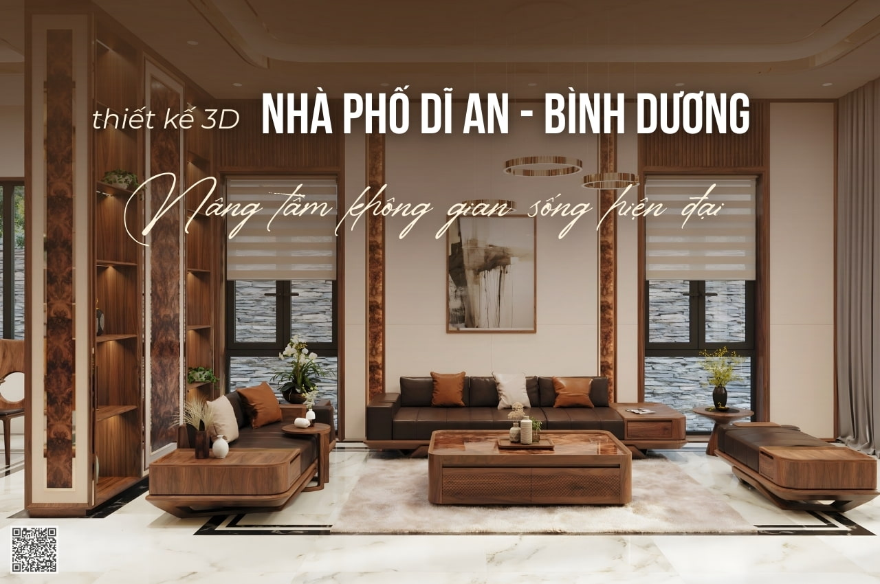 THIẾT KẾ NỘI THẤT GỖ ÓC CHÓ ANH KIÊN - NHÀ PHỐ DĨ AN, BÌNH DƯƠNG