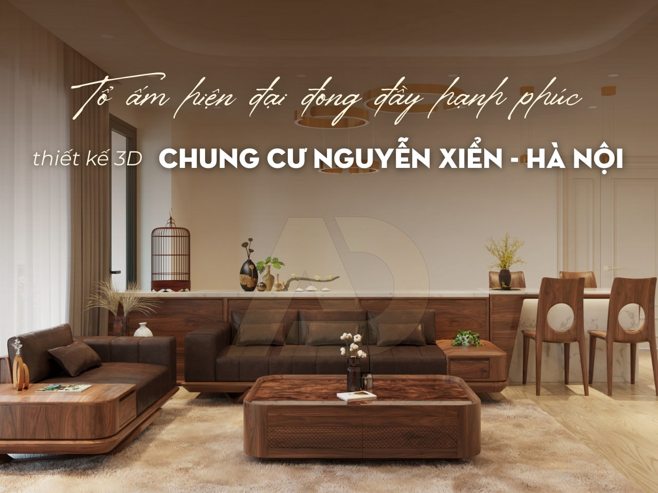 THIẾT KẾ NỘI THẤT GỖ ÓC CHÓ NHÀ ANH SƠN  - CHUNG CƯ NGUYỄN XIỂN, HÀ NỘI