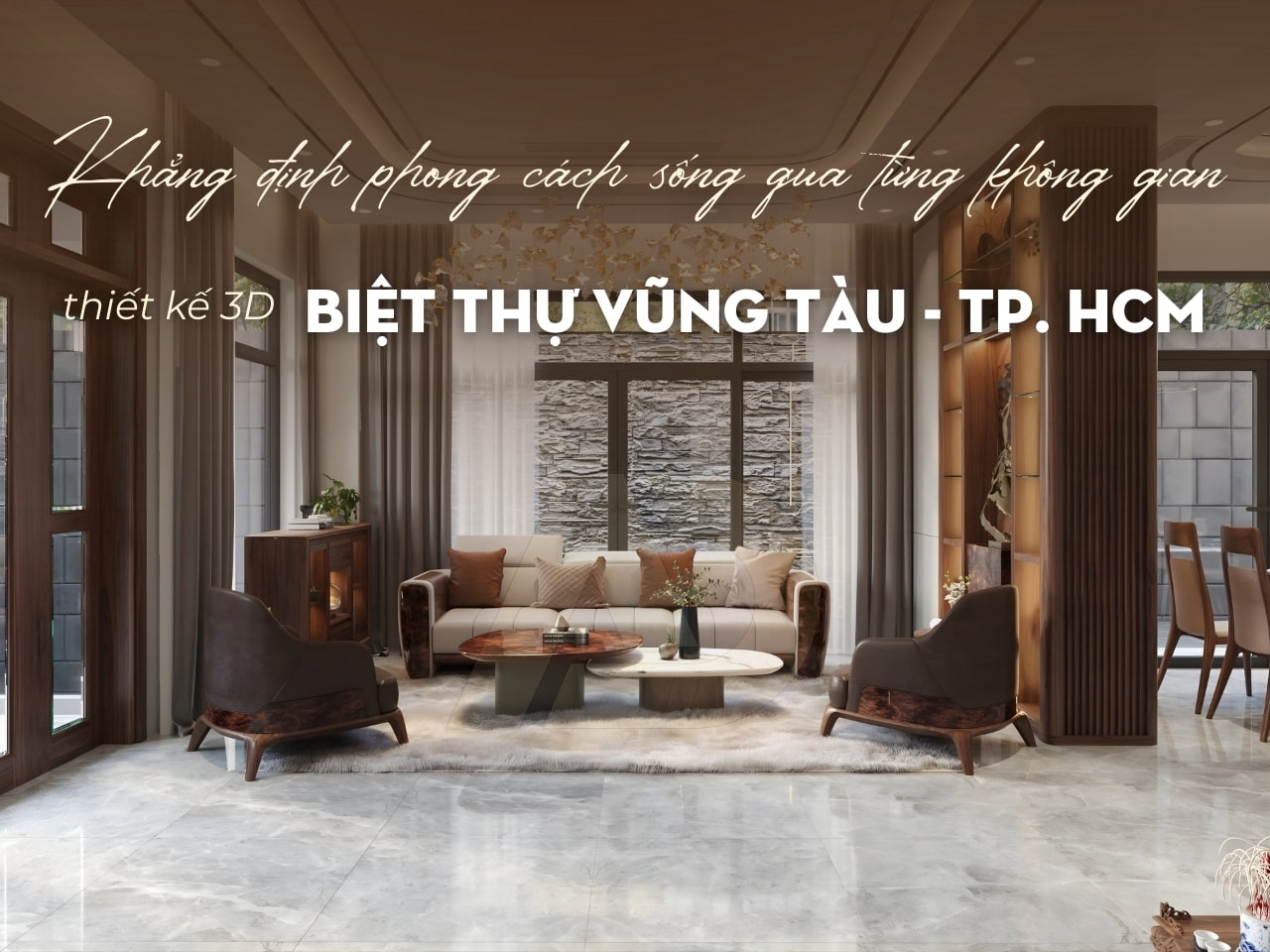THIẾT KẾ NỘI THẤT GỖ ÓC CHÓ NHÀ ANH VƯƠNG  - BIỆT THỰ VŨNG TÀU