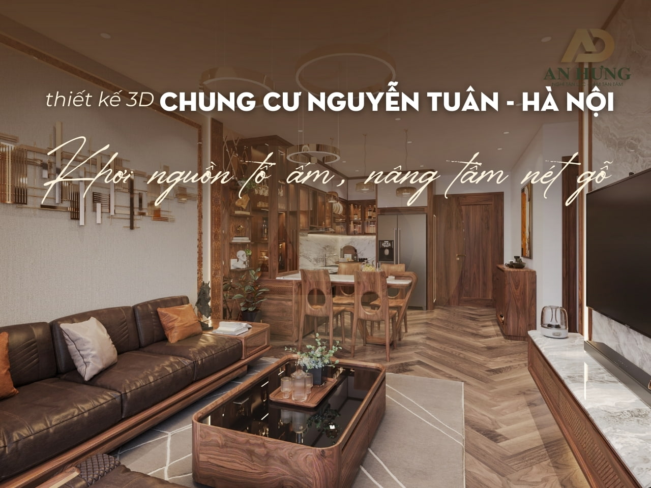 THIẾT KẾ NỘI THẤT GỖ ÓC CHÓ CHUNG CƯ NGUYỄN TUÂN - HÀ NỘI | CHỊ HƯỜNG