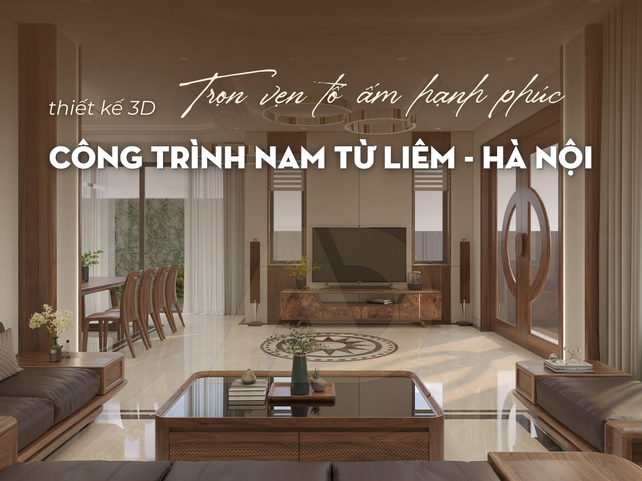 THIẾT KẾ NỘI THẤT GỖ ÓC CHÓ CÔNG TRÌNH NAM TỪ LIÊM - HÀ NỘI